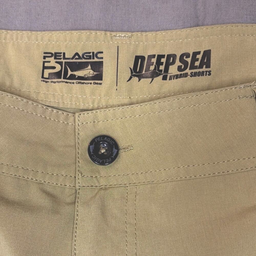 Pelagic Men's Beige Polyester Elastane Flat Front Shorts Logo Pockets Casual